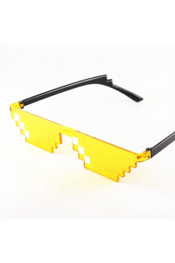 Funny Mosaic Pixel Sunglasses for Adults, Decorative Costume Eyewear with PC Frame and Lenses, Non-Polarized