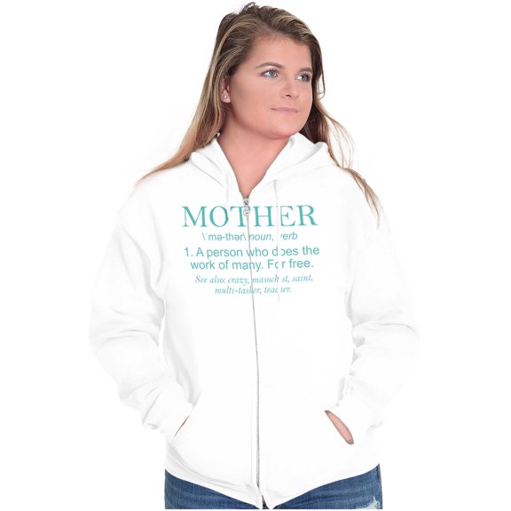 Funny Mother Definition Cute Mom Zip Hoodie Sweatshirt Women Brisco Brands X