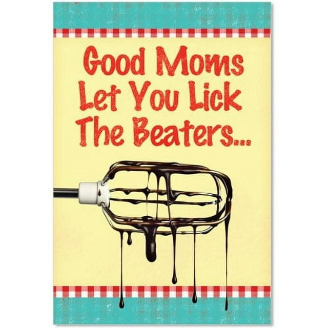 Funny Mother's Day Greeting Card with 5 x 7 Inch Envelope (1 Card) Mom Lick Beaters - Kitchen Whisk with Chocolate