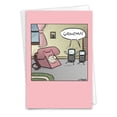 thumbnail image 1 of Funny Mother's Day Greeting Card with 5 x 7 Inch Envelope - Two Black Cellphones Greeting a Pink Rotary Grandmother Telephone, 1 of 6