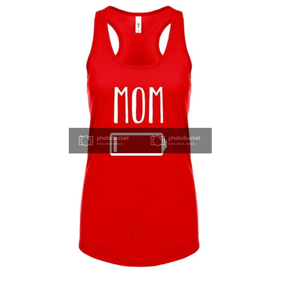 Funny Mother's Day Low Battery Ladies Racerback Tank Top-Small Red