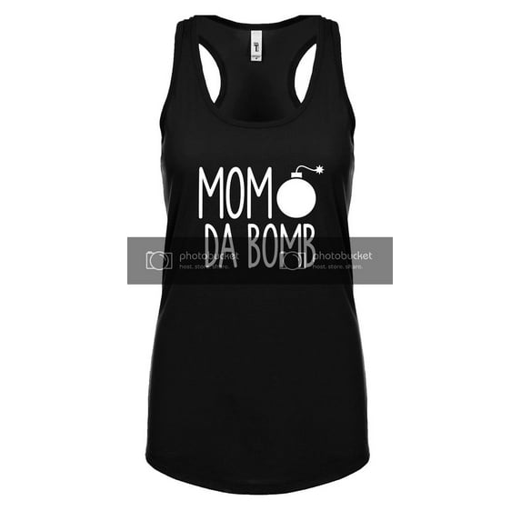 Funny Mother's Day Mom Da Bomb Ladies Racerback Tank Top-Large Black