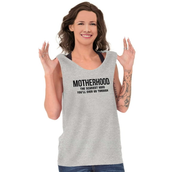 Funny Motherhood the Scariest Hood Tank Top Tee Shirt Women Brisco Brands S