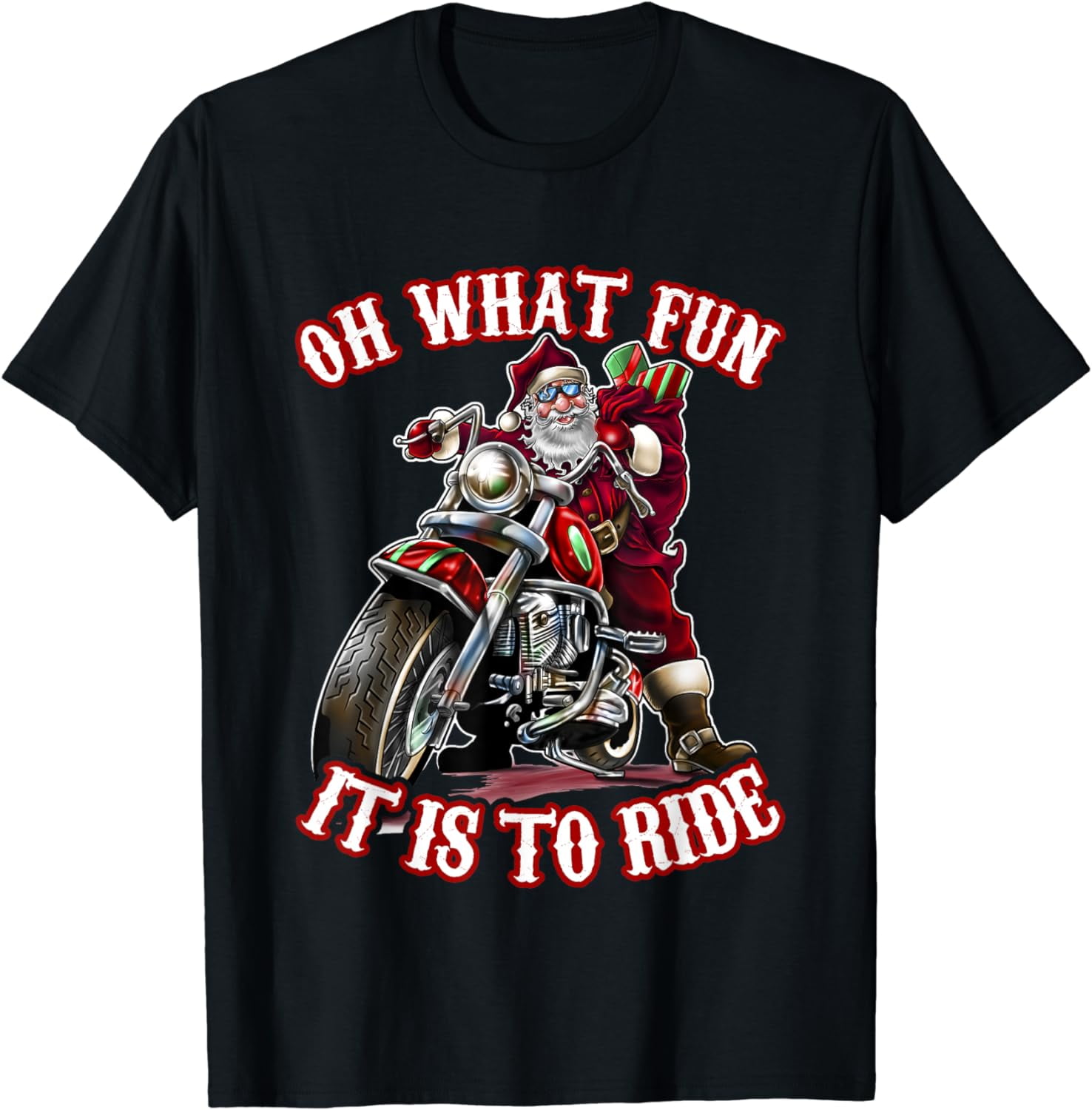 Funny Motorcycle Biker Grandpa Santa Rider Christmas T-Shirt - Walmart.com