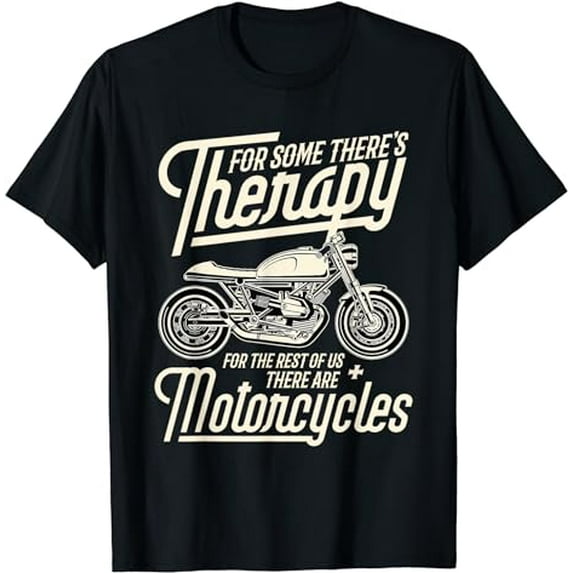 Funny Motorcycle Rider Therapy - Vintage Biker Gift Short Sleeve T-Shirt