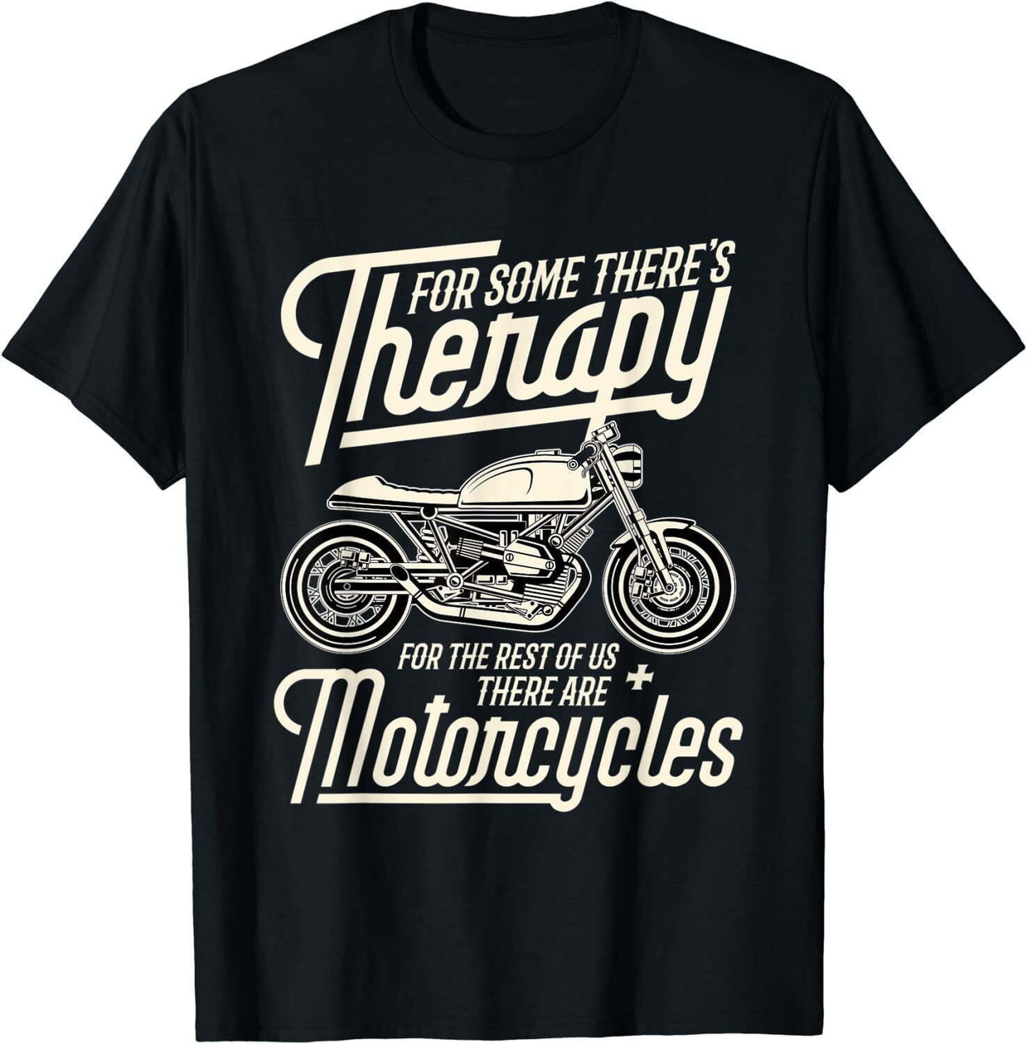 Funny Motorcycle Rider Therapy - Vintage Biker Gift Short Sleeve T ...