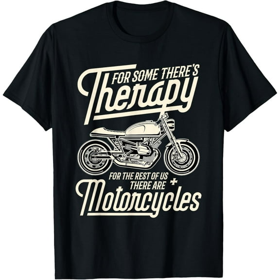 Funny Motorcycle Rider Therapy - Vintage Biker Gift Short Sleeve T-Shirt