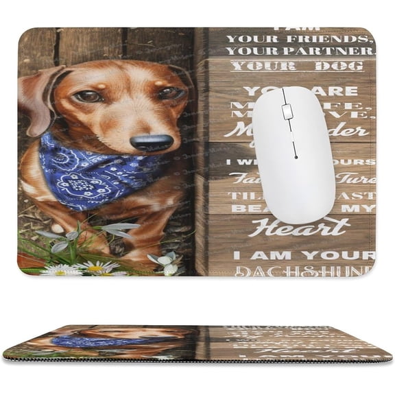 Funny Mouse Pad, Snowman, Cute Mouse Mat Non-Slip Rubber Base Mouse Pad for Wireless Mouse Office Laptop PC Working Gaming, Dachshund Lovers I Am Your Friend Your Partner 8x10 inch