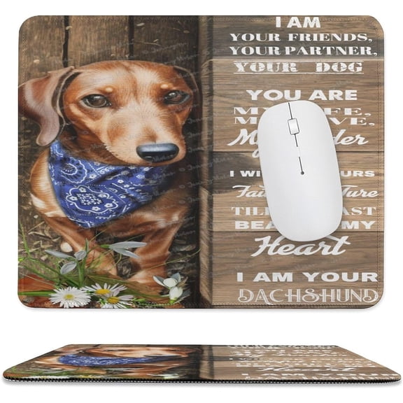 Funny Mouse Pad, Snowman, Cute Mouse Mat Non-Slip Rubber Base Mouse Pad for Wireless Mouse Office Laptop PC Working Gaming, Dachshund Lovers I Am Your Friend Your Partner 10x12 inch