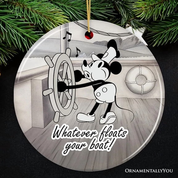 Funny Mouse Sailing Quotes Ornament Classic Steamboat Ceramic 2D FLAT Ceramic Ornament