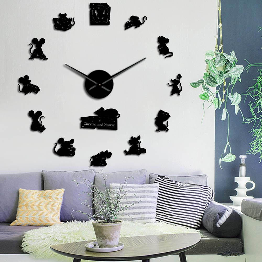 Funny Mouse and Cheese Modern DIY Wall Clocks Cartoon Animals Kid Room ...