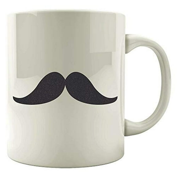 Funny Moustache 11 oz Coffee Mug - Facial Hair Handle Bars Humor White Ceramic Gift