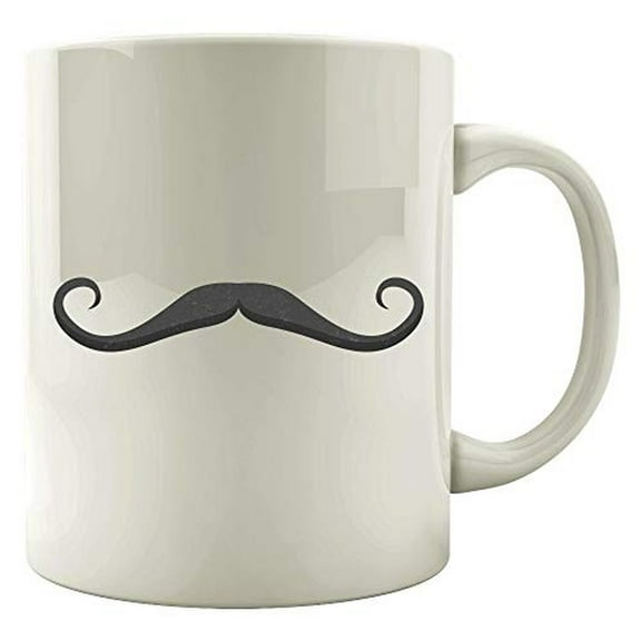 Funny Moustache 11 oz Coffee Mug - Handle Bars Facial Hair Humor White Ceramic Gift