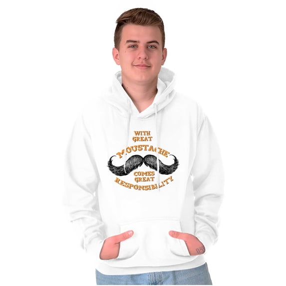 Funny Moustache Responsibility Joke Hoodie Hooded Sweatshirt Men Brisco Brands L