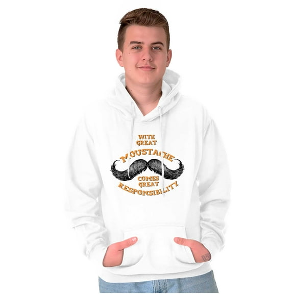 Funny Moustache Responsibility Joke Hoodie Hooded Sweatshirt Men Brisco Brands L