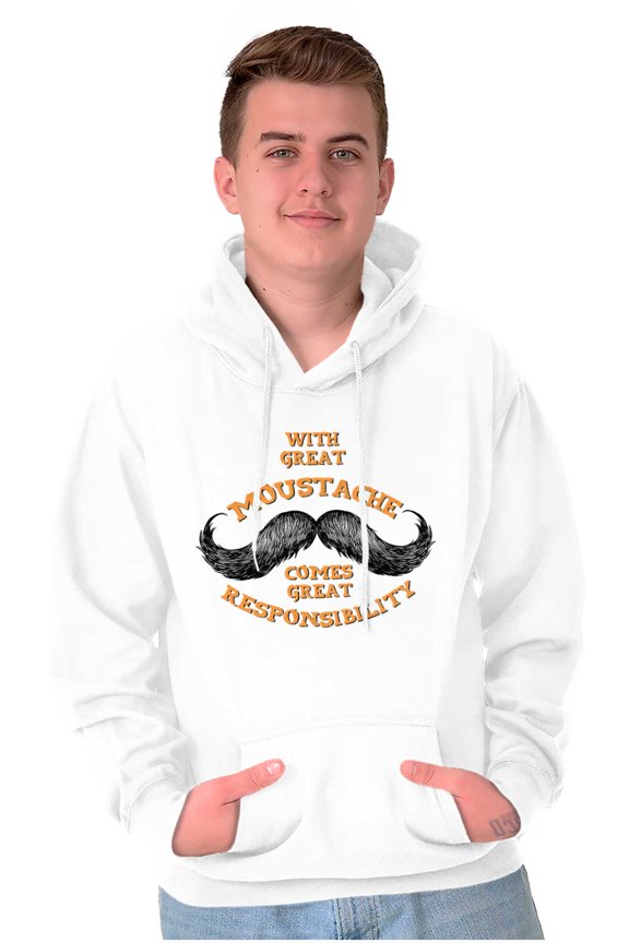 Funny Moustache Responsibility Joke Hoodie Hooded Sweatshirt Men Brisco Brands L