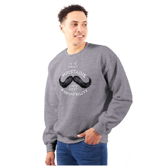 Funny Moustache Responsibility Joke Men's Crewneck Sweatshirt Brisco Brands S