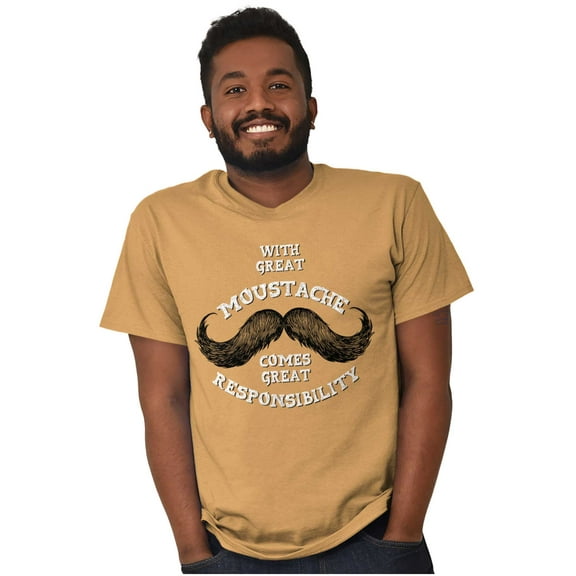 Funny Moustache Responsibility Joke Men's Graphic T Shirt Tees Brisco Brands S