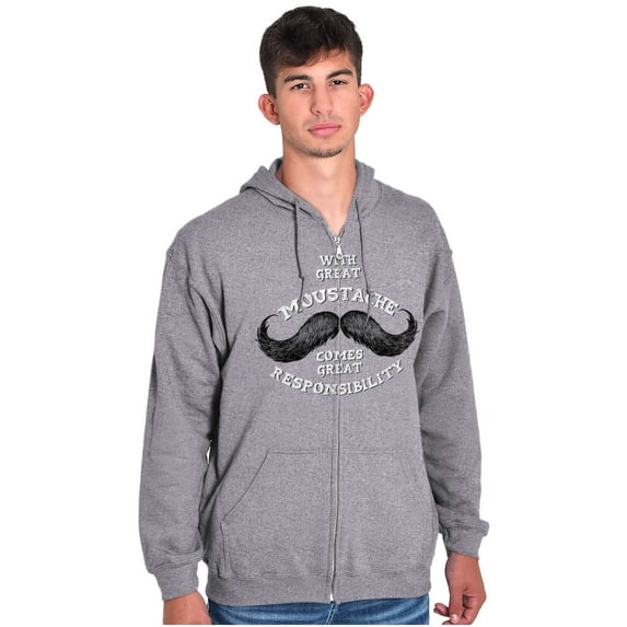 Funny Moustache Responsibility Joke Zip Hoodie Sweatshirt Men Brisco Brands S