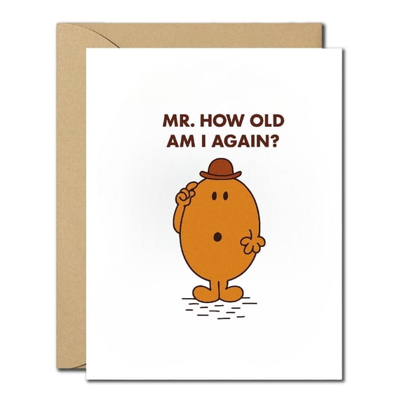 Funny Mr. How Old Am I Again? Birthday Card - Humorous Aging Joke Greeting Card, Retro Style, Blank Inside, Perfect for Friends & Family