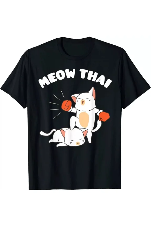Funny Muay Thai Cats Thai Boxing Fighter Design T-Shirt Gift For Men