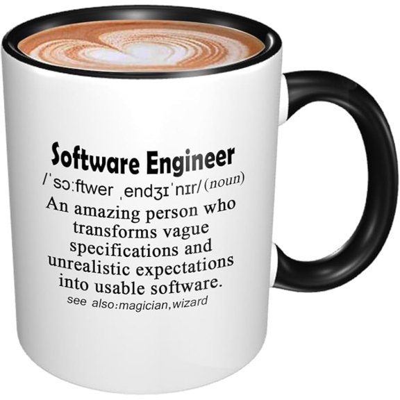 Funny Mug Computer Programmer Gifts for Software Engineer Gift Software Developers Mug Funny Explaination of Sofeware Engineer 11oz BLACK Handle