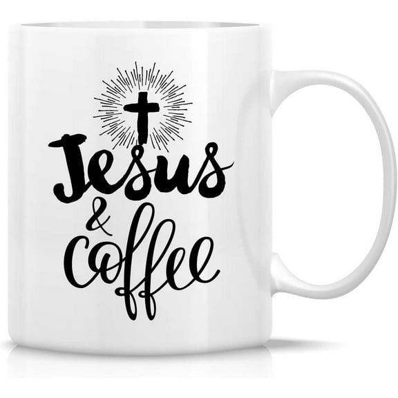 Funny Mug - Jesus and Coffee Christian Religious 11 Oz Ceramic Coffee Mugs - Funny, Sarcasm, Motivational, Inspirational birthday gifts for friends, coworkers, staff, siblings, dad or mom