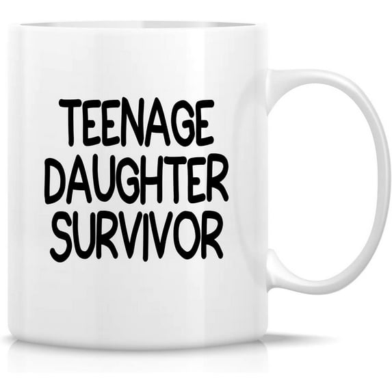 Funny Mug - Teenage Daughter Survivor 11 Oz Ceramic Coffee Mugs - Funny, Sarcasm, Motivational, Inspirational birthday gift for daddy, papa, father, mommy, mom, mother's, father's day gift