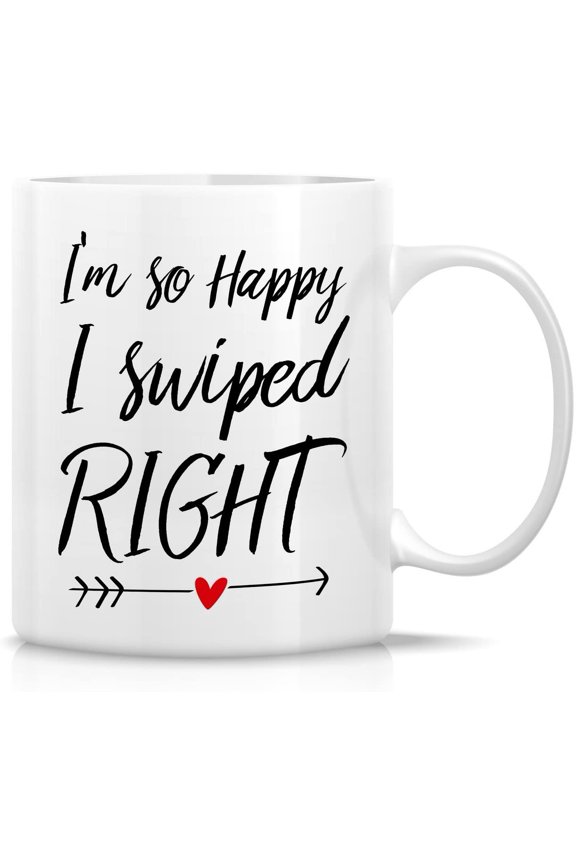 Funny Mug - Thanks for Swiping Right 11 Oz Ceramic Coffee Mugs - Funny, Sarcasm, Motivational, Inspirational birthday gifts for dating dates, husband, wife, boyfriend, girlfriend, friends