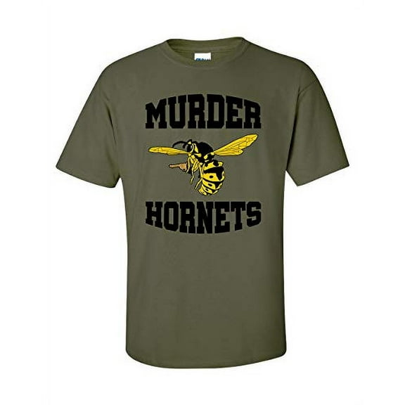 Funny Murder Hornets Unisex Adult Short Sleeve T-Shirt-Military-Large