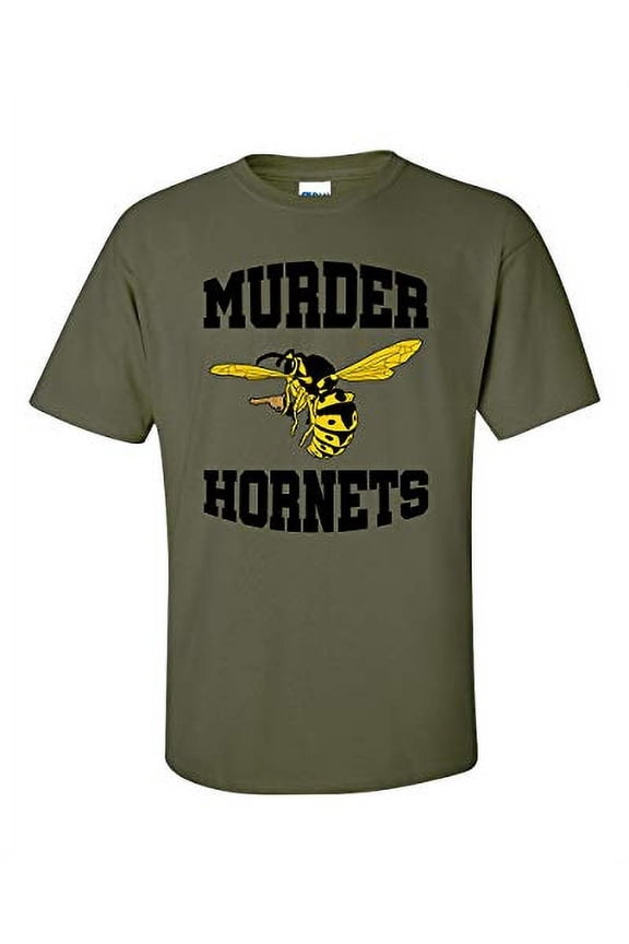 Funny Murder Hornets Unisex Adult Short Sleeve T-Shirt-Military-XL