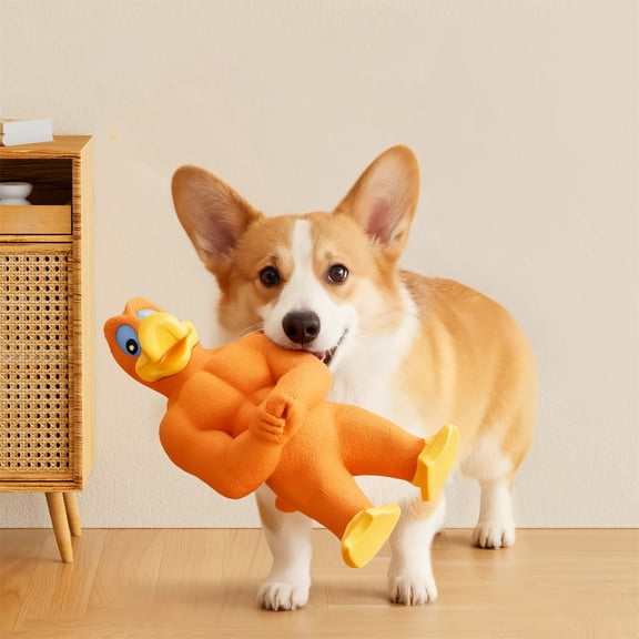 Funny Muscle Chicken Dog Toy, Interactive Squeaky Dog Chew Toy, Squeaky Dog Toys, Dogs S Toy With Quacking Sound, Prank Noise Maker Dog Toys For Silly,Gifts for Pets and Pet Lovers(Orange)