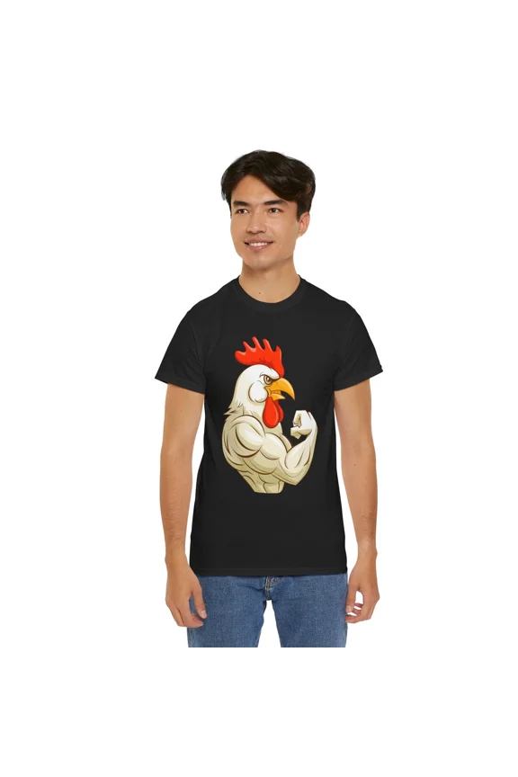 Funny Muscular Rooster Flexing Bicep Unisex T-Shirt, S-5XL