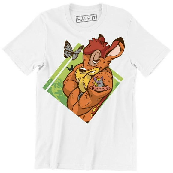 Funny Muscular Sassy Bambi With A Mom Tattoo And Butterfly Men's T-Shirt