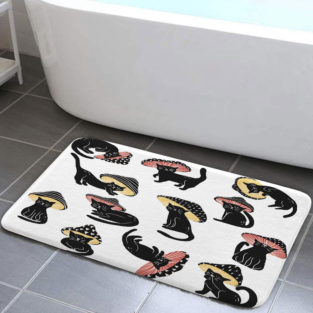 Funny Mushroom Cat Bath Mat for Bathroom, Unique Fun Hilarious Art ...