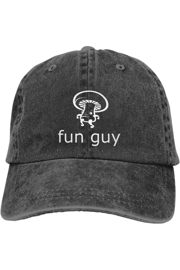 Funny Mushroom Fun Guy Hat Distressed Cotton Washed Baseball Cap Black Cowboy Denim Hats Unisex Adjustable