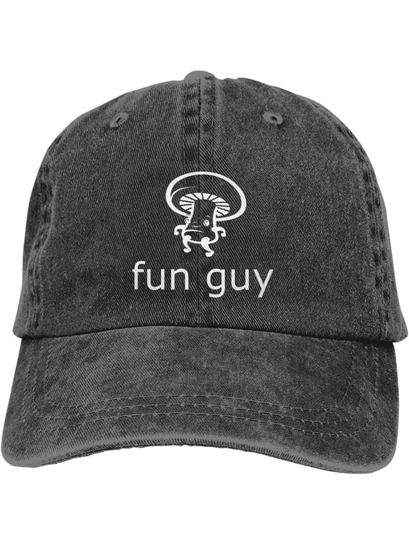 Funny Mushroom Fun Guy Hat Distressed Cotton Washed Baseball Cap Black Cowboy Denim Hats Unisex Adjustable