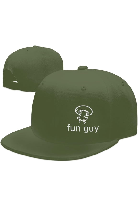Funny Mushroom Fun Guy Hats for Men Women Flat Bill Brim Trucker Hats Adjustable Black Hip Hop Baseball Cap