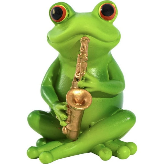 Funny Music Frog Statue, Resin Frog Figurine, Cute Animal Sculpture Decor Planter Pot Balc Garden Decorations Fence for Home
