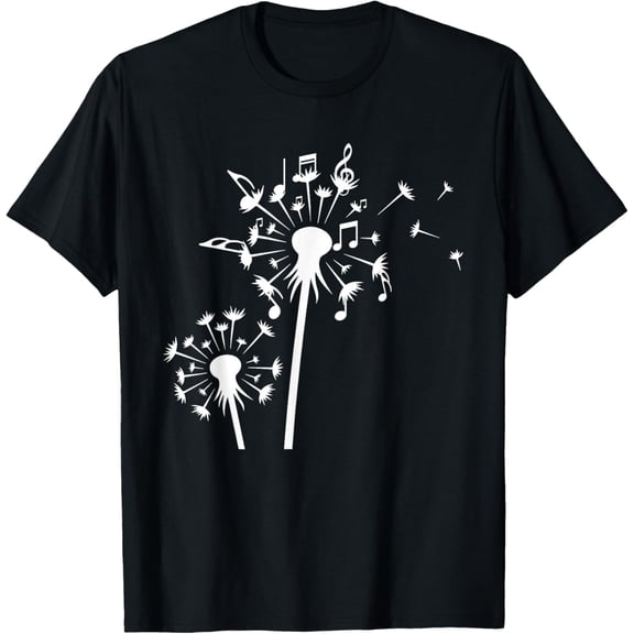 Funny Music Notes Dandelion Flower T-Shirt mens t shirt,black,women,funny,misfits,men,journey