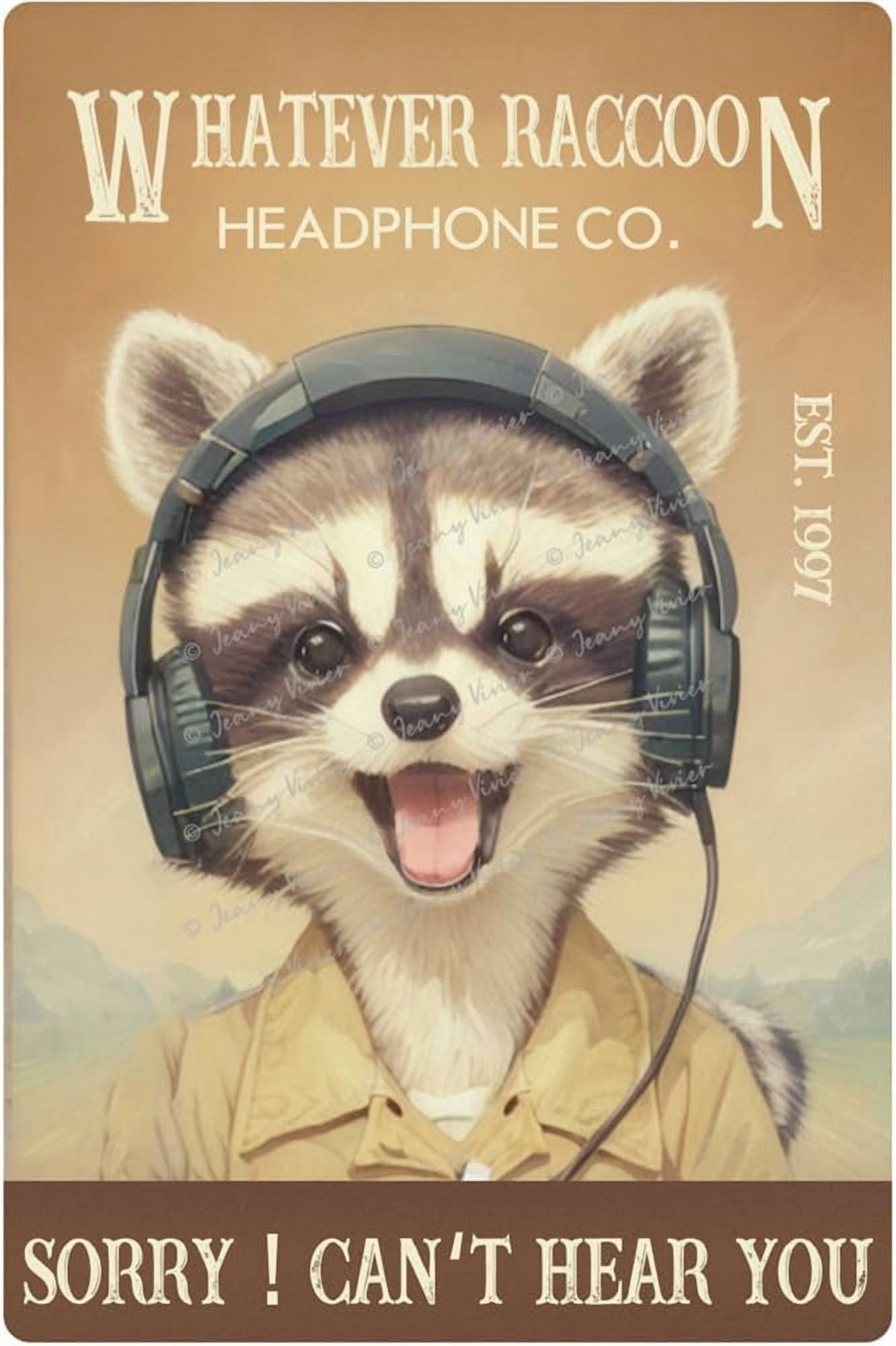 Racoon Sign Language Funny Music Raccoon Metal Signs, Vintage Rock Music Wall Decor,Raccoon ...