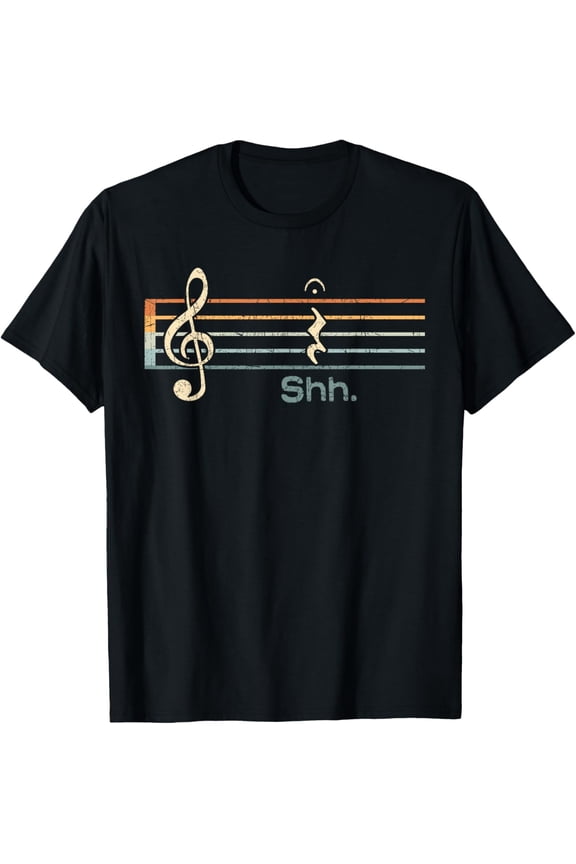 Funny Music Shh Quarter Rest and Fermata Notation Musician T-ShirtMen and women, Black T-shirt, size: Extra large