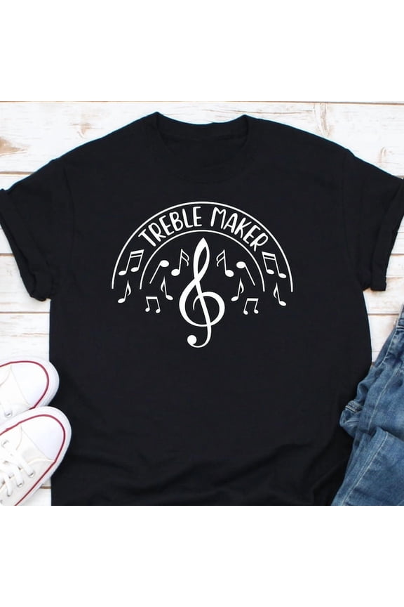 Funny Music Teacher Gift Treble Maker Piano Player Pun Art Graphic Tee,for unisex up to size 5XL
