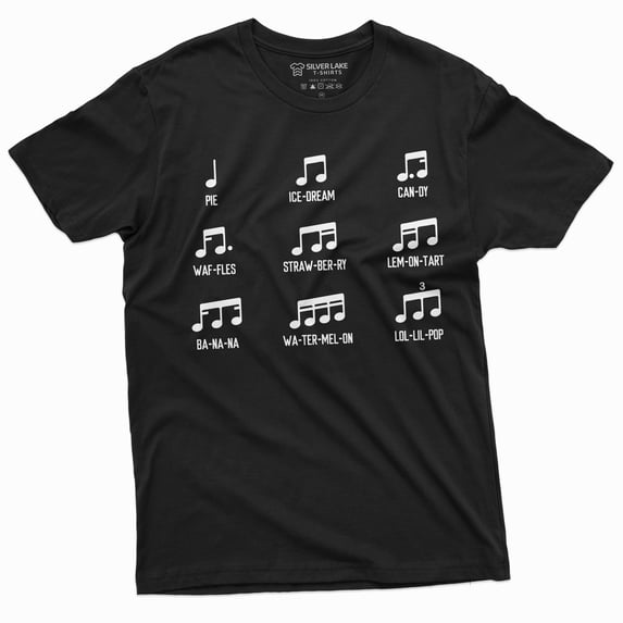 Funny Musical Notes T-Shirt Music Band Gifts Guitar Piano Violin Gift Ideas Mens Womens Tee (X-Large Black)