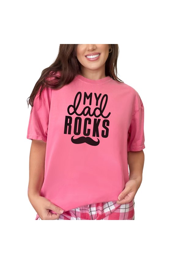 Funny My Dad Rocks T-Shirt, Father's Day Gift Tee, Cool Dad Shirt, Dad Appreciation Clothing, Unique Father's Day Present, Dad Graphic Tee, Crunchberry Comfort Colors T-Shirt, Small