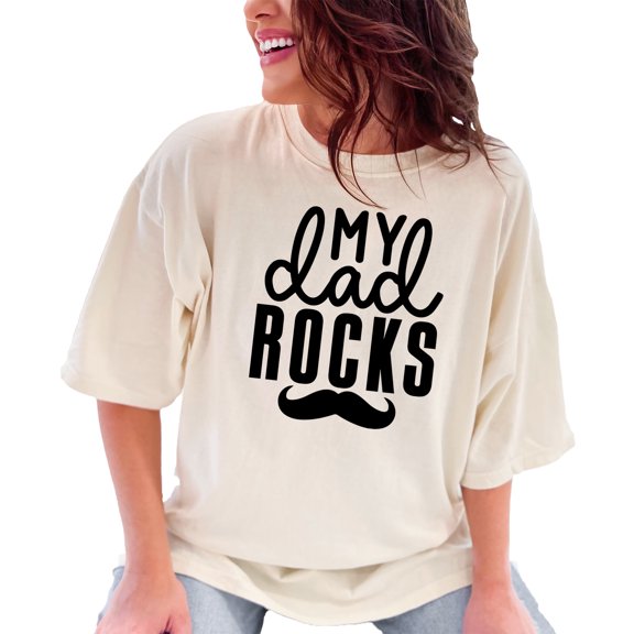 Funny My Dad Rocks T-Shirt, Father's Day Gift Tee, Cool Dad Shirt, Dad Appreciation Clothing, Unique Father's Day Present, Dad Graphic Tee, Ivory Comfort Colors T-Shirt, Large