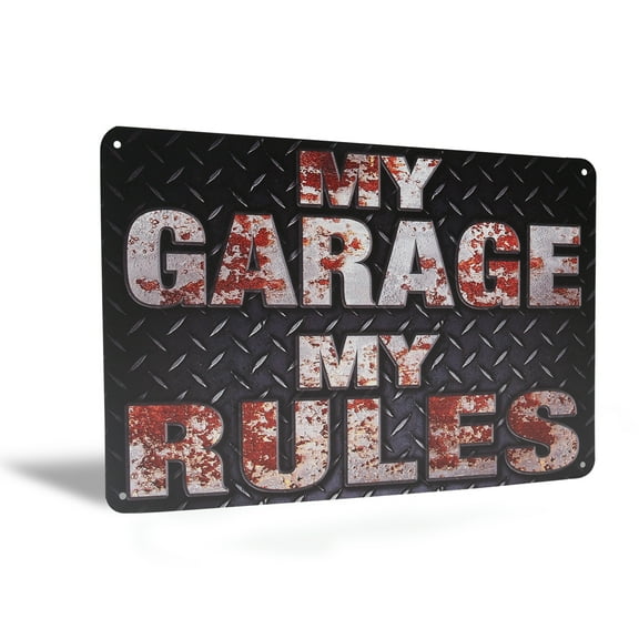 My Garage My Rules Funny Metal Sign for Man Cave, Garage Wall Art Mechanic Gift