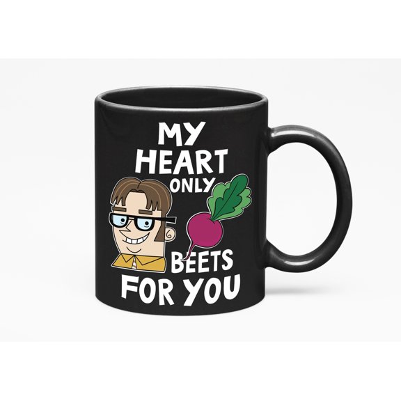 Funny My Heart Only Beets, You, Valentines Day or Cup, Black 11oz Ceramic Mug