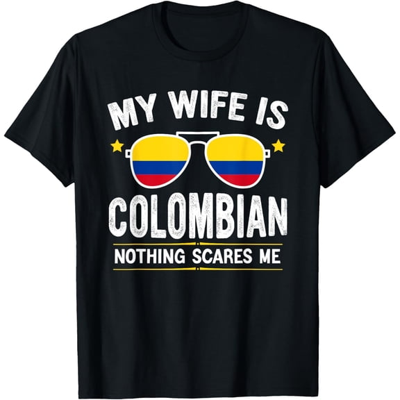 Funny My Wife Is Colombian, Proud Husband Colombia Heritage T-Shirt