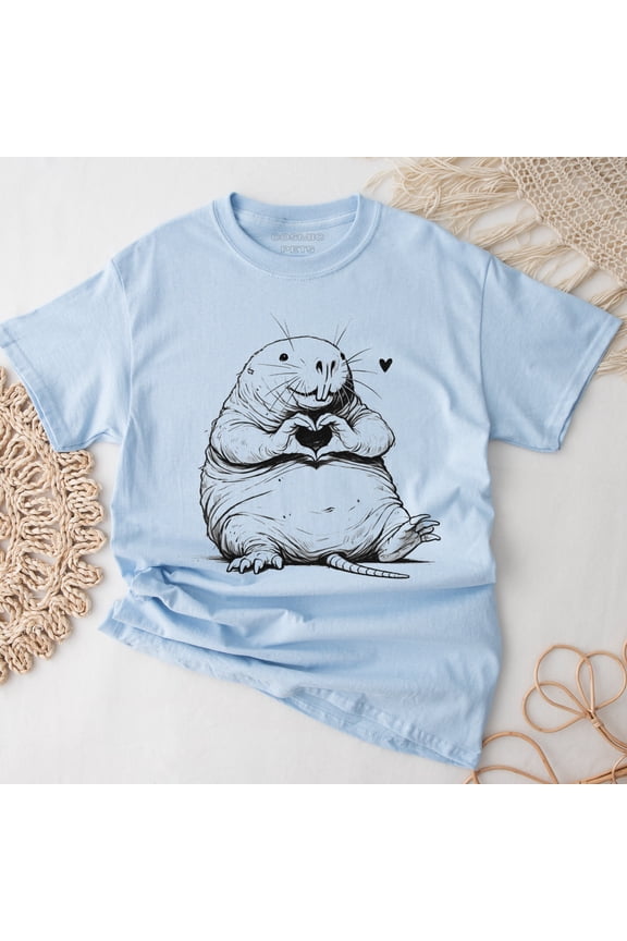 Funny Naked Mole-rat Lover T-Shirt with Heart Design for Rodent Enthusiasts